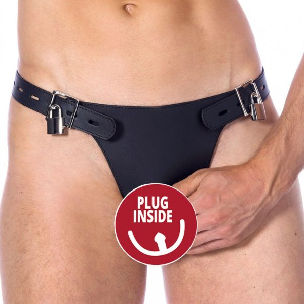 Double Leather Brief With Penis Hold And Dildo Bondagebox Free Delivery