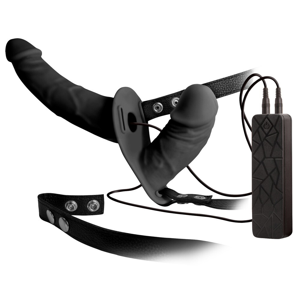 Double Thruster Vibrating Double Ended Dildo With Harness Bondagebox
