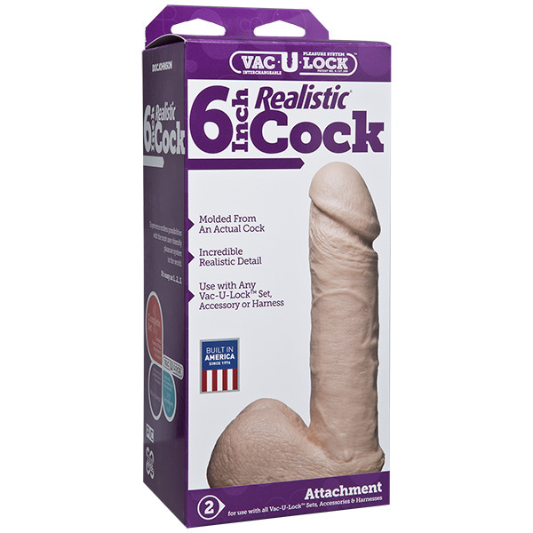 Vac U Lock 6 Inch Realistic Dildo Attachment BondageBox
