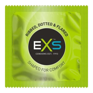 EXS Comfy Fit Ribbed and Dotted Condoms 12 Pack From Bondage Box UK