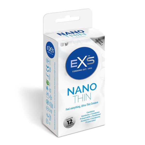 EXS Nano Thin Condoms 12 Pack From Bondage Box UK