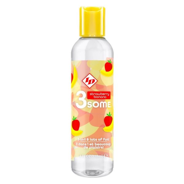 ID 3some Strawberry Banana 3 In 1 Lubricant 118ml From Bondage Box UK