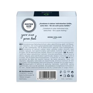 Mister Size 47mm Your Size Pure Feel Condoms 3 Pack From Bondage Box UK