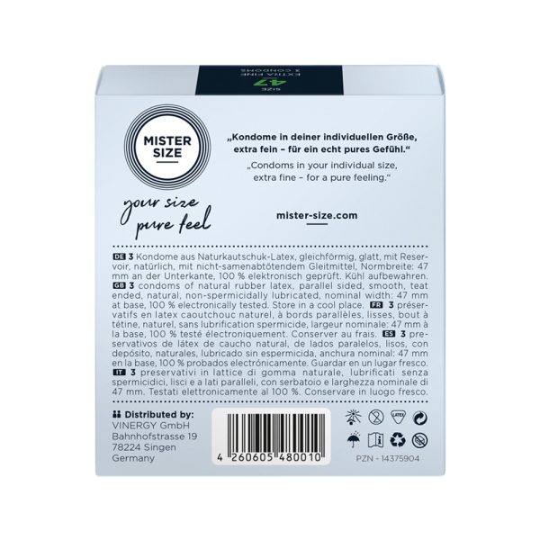 Mister Size 47mm Your Size Pure Feel Condoms 3 Pack From Bondage Box UK