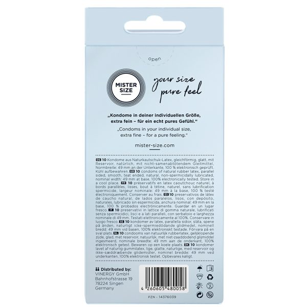 Mister Size 49mm Your Size Pure Feel Condoms 10 Pack From Bondage Box UK