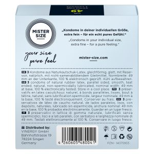 Mister Size 49mm Your Size Pure Feel Condoms 3 Pack From Bondage Box UK