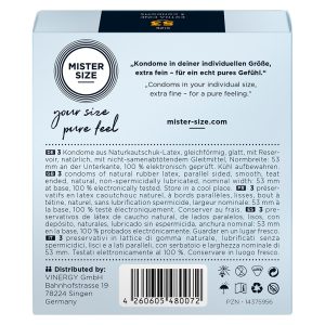 Mister Size 53mm Your Size Pure Feel Condoms 3 Pack From Bondage Box UK