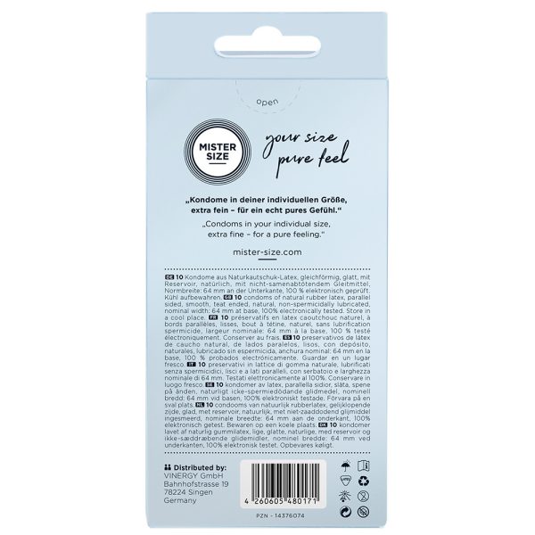 Mister Size 64mm Your Size Pure Feel Condoms 10 Pack From Bondage Box UK