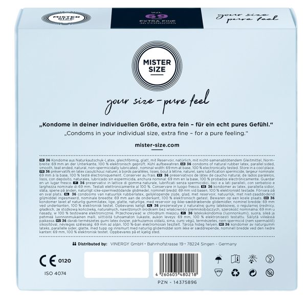 Mister Size 69mm Your Size Pure Feel Condoms 36 Pack From Bondage Box UK
