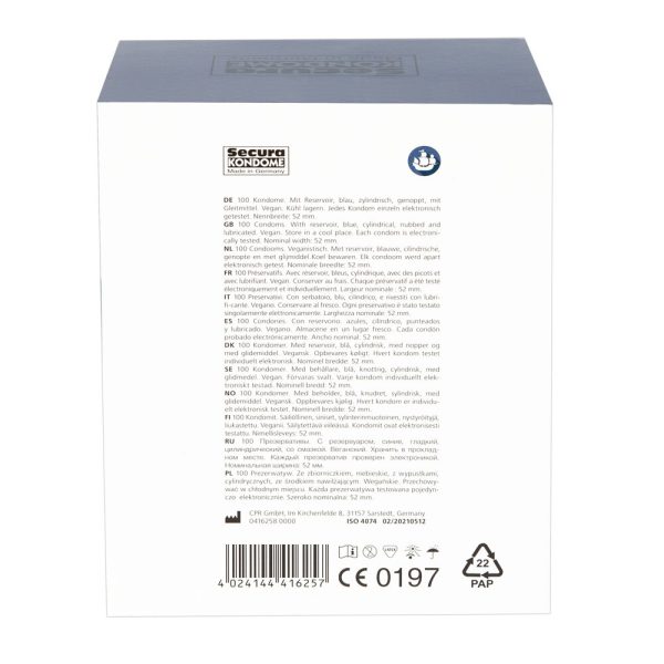 Secura Kondome Blue Pearl x100 Condoms From Bondage Box UK