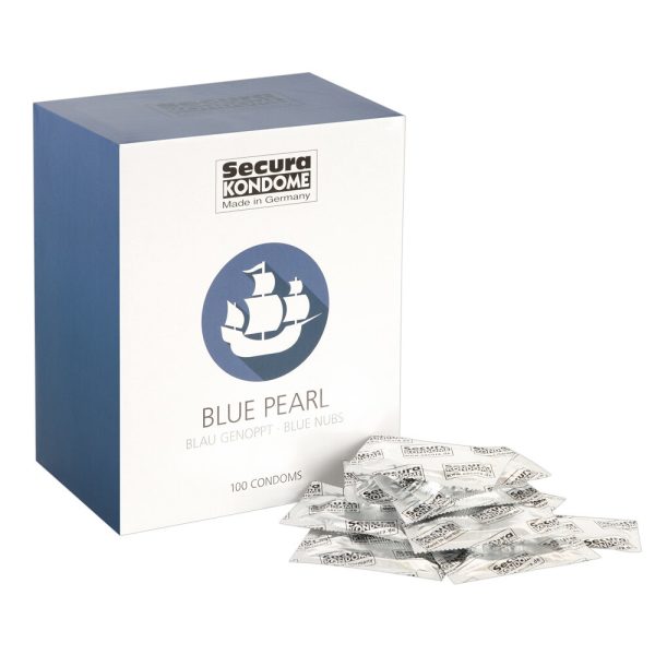 Secura Kondome Blue Pearl x100 Condoms From Bondage Box UK