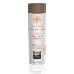 Shiatsu Luxury Body Oil Edible Green Tea And Tangerine 75ml From Bondage Box UK