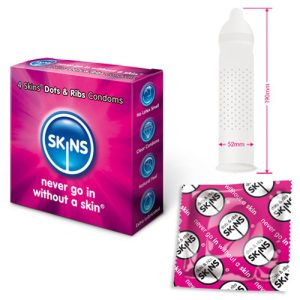 Skins Condoms Dots And Ribs 4 Pack From Bondage Box UK