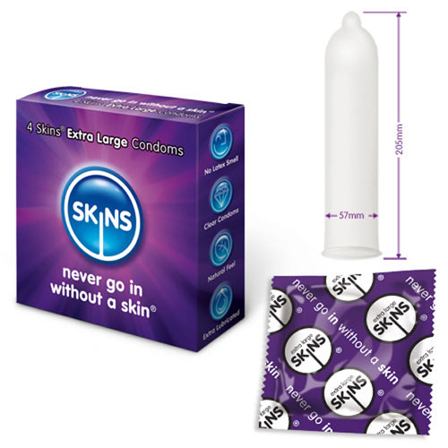 Skins Condoms Extra Large 4 Pack From Bondage Box UK