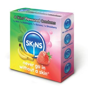 Skins Condoms Flavoured 4 Pack From Bondage Box UK