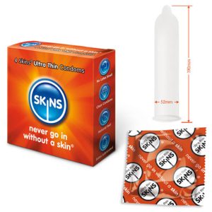Skins Condoms Ultra Thin 4 Pack From Bondage Box UK