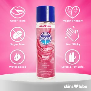Skins Juicy Bubblegum Blast Waterbased Lubricant 130ml From Bondage Box UK
