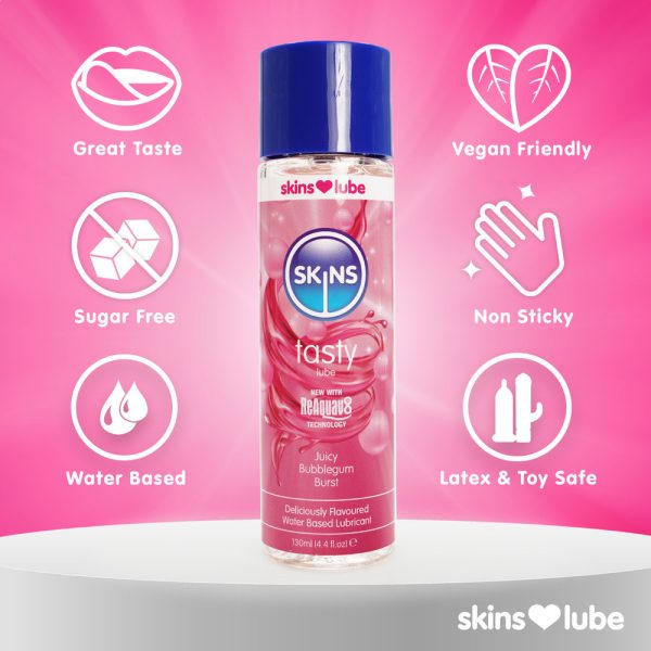 Skins Juicy Bubblegum Blast Waterbased Lubricant 130ml From Bondage Box UK