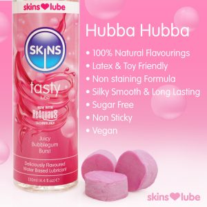 Skins Juicy Bubblegum Blast Waterbased Lubricant 130ml From Bondage Box UK