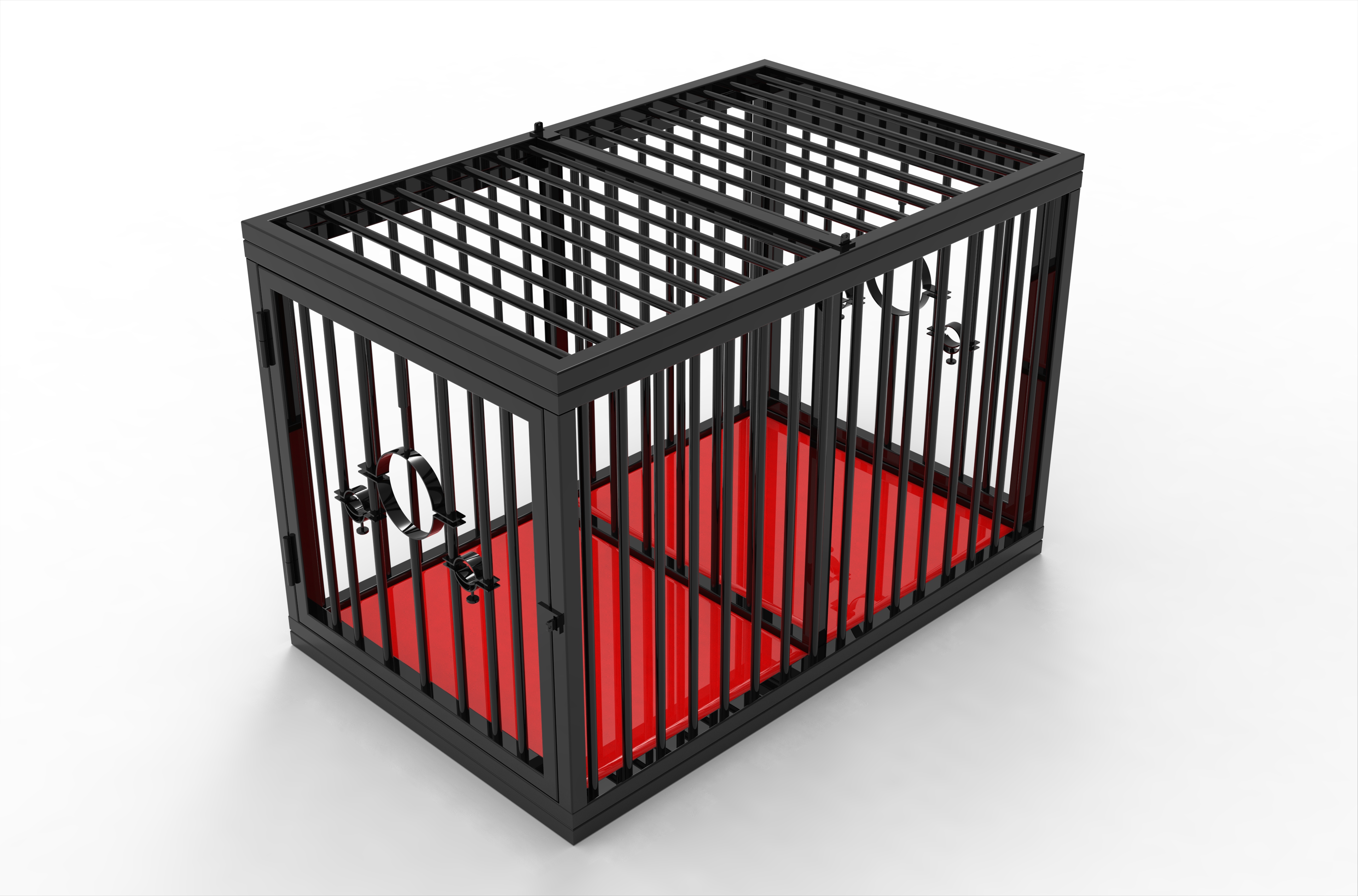 Bondage BDSM Slave Cage Black and Red