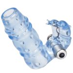 3 Way Double Dolphin Blue Penis Sleeve With Vibrating Bullet BondageBox UK