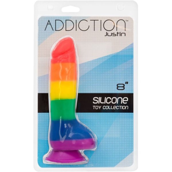 Addiction Justin 8 Inch Rainbow Dildo BondageBox UK