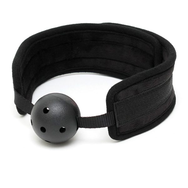 Black Padded Mouth Gag With Breathable Ball BondageBox UK