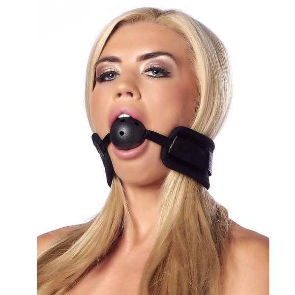 Black Padded Mouth Gag With Breathable Ball BondageBox UK