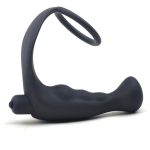 Black Silicone Anal Plug Vibrator with Cock Ring BondageBox UK