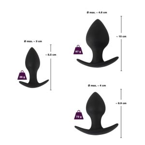 Black Velvet Silicone Three Piece Anal Training Set BondageBox UK