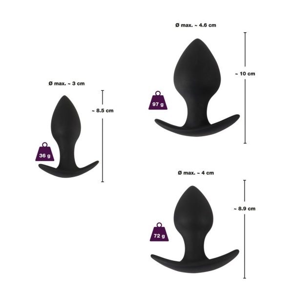 Black Velvet Silicone Three Piece Anal Training Set BondageBox UK