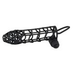 Black Velvet Soft Touch Penis Cage Sleeve And Vibe BondageBox UK