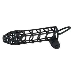 Black Velvet Soft Touch Penis Cage Sleeve And Vibe BondageBox UK
