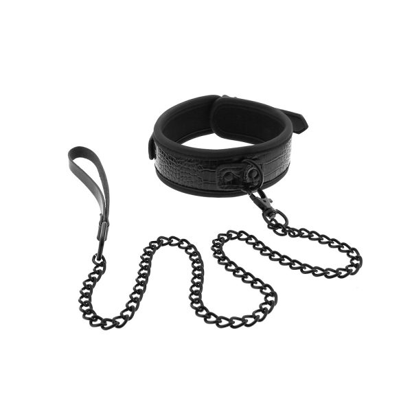 Blaze Luxury Fetish Collar And Leash Black BondageBox UK