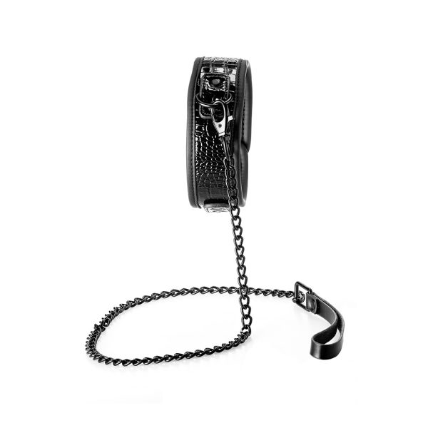 Blaze Luxury Fetish Collar And Leash Black BondageBox UK