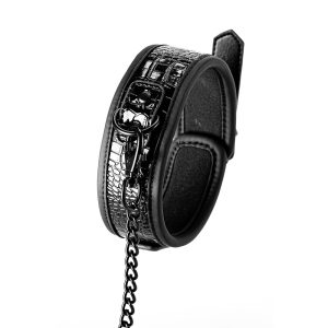 Blaze Luxury Fetish Collar And Leash Black BondageBox UK