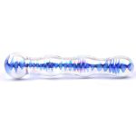 Blue Wavy Glass Dildo BondageBox UK