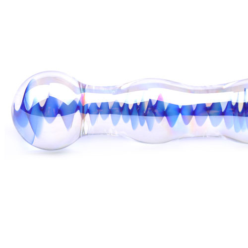 Blue Wavy Glass Dildo BondageBox UK