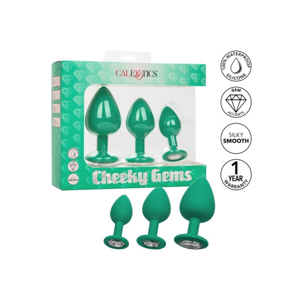 Cheeky Gems Butt Plugs 3 Piece Set Green BondageBox UK