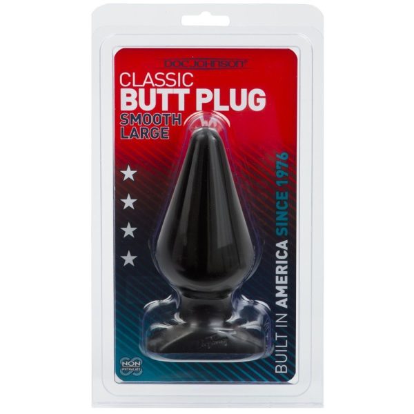 Classic Smooth Butt Plug Large Black BondageBox UK