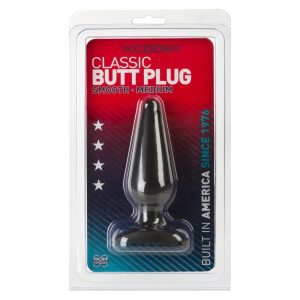 Classic Smooth Butt Plug Medium Black BondageBox UK