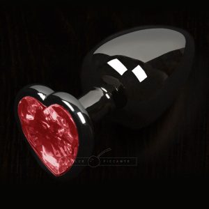 Dolce Piccante Graphite Style Small Anal Plug Red Heart Gem BondageBox UK