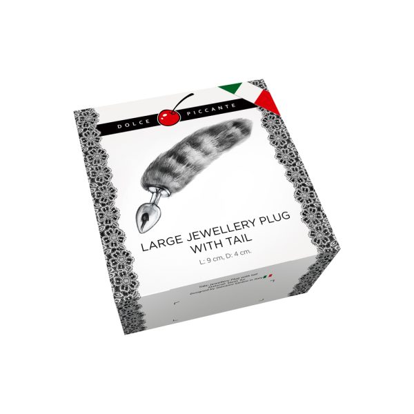 Dolce Piccante Large Jewellery Plug With Tail Silver BondageBox UK