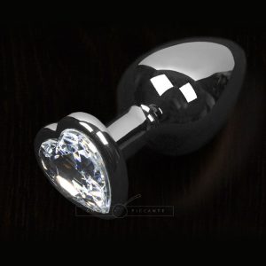 Dolce Piccante Silver Style Small Anal Plug Clear Heart Gem BondageBox UK