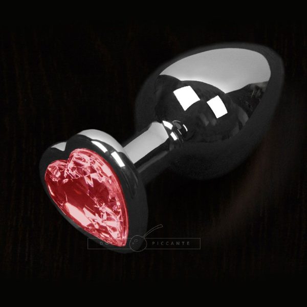 Dolce Piccante Silver Style Small Anal Plug Red Heart Gem BondageBox UK