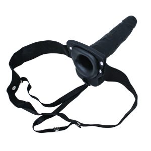 Erection Assistant Hollow Vibrating Strap On 6 inch Black BondageBox UK