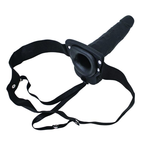 Erection Assistant Hollow Vibrating Strap On 6 inch Black BondageBox UK