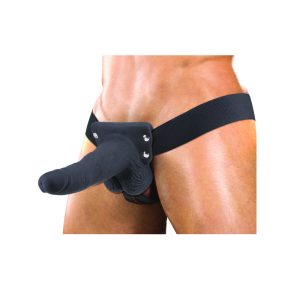 Erection Assistant Hollow Vibrating Strap On 6 inch Black BondageBox UK