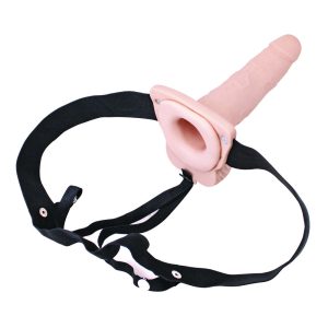 Erection Assistant Hollow Vibrating Strap On 6 inch Flesh Pink BondageBox UK