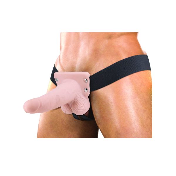 Erection Assistant Hollow Vibrating Strap On 6 inch Flesh Pink BondageBox UK
